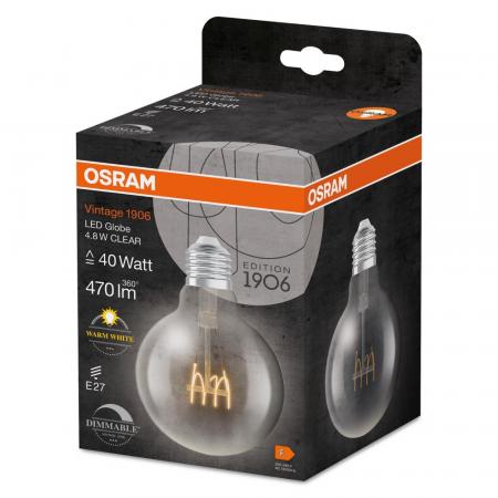 OSRAM LED VINTAGE E27 Glühlampe Globe 90 dimmbar 4,8W wie 40W warmweißes gemütliches Licht